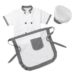 Kid Costume for Chef Uniform Jacket Hat Cap Children Cosplay Kitchen Restaurant Clothing Performance Boys Girls Cook Costume