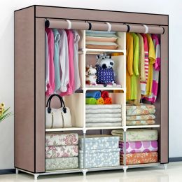 Large-capacity Simple Cloth Wardrobe Reinforced and Bold Steel Tube Dust-proof Fabric Closet Folding Clothes Storage Cabinet