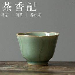 Teaware Sets Cha Xiang Ji Yue Kiln Celadon Glaze Tea Cup Juxiang Small Calabash Flower Mouth Egg-Shell Porcelain Personal