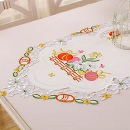 Europe Elegant Easter Egg Art Embroidery Bed Table Runner Flag Cloth Cover Lace Tablecloth Mat Kitchen Party Decor