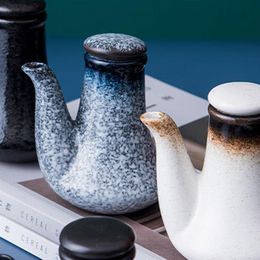 300ML Japanese Style Ceramic Oil Olive Dispenser Soy Sauce Pot Small Vinegar Pot Sauce Jar Oil Bottle Tableware Seasoning Bottle