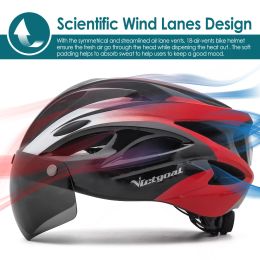 VICTGOAL Adults Goggle Bike Helmet LED Rear Light Men Women Cycling Helmet Road Bicycle Helmets MTB E-Bike Scotter Headgear M/L
