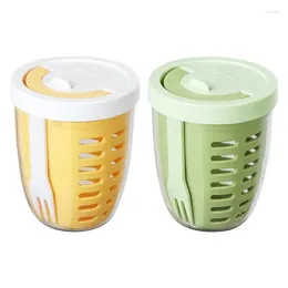 Storage Bottles Leakproof Fruit Containers With Lids Durable Food Cup Fork For Salad Refrigerator Container Kitchen Gadgets