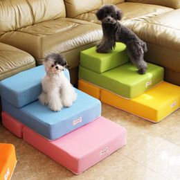 Cute Home Cat Dog Pet Bed Stairs Ladder Foldable Dog Ramp Pet Mat Mesh Breathable Pet Steps 2-steps With Detachable Soft Cover