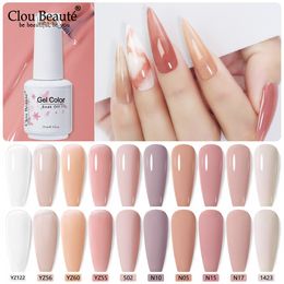 Clou Beaute 15ml Nude White Colour Gel Nail Polish Nails Semi Permanent Soak Off Gel UVLED Varnishes Base Top Gel Polish Nail Art