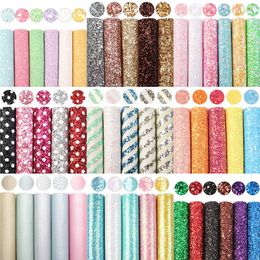 A5 Size 5-8pcs/lot Chunky Glitter Faux Leather Sheets Solid Colour Synthetic Leather Fabric Set DIY Earrings Bows Craft,1Yc15424