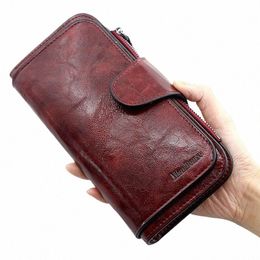 Frauen Brieftasche aus Lederbrieftaschen dreifache Vintage Womens -Geldbörsen Mobile PHE -Geldbörse weibliche Münzholztasche Carteira Feminina J5af#