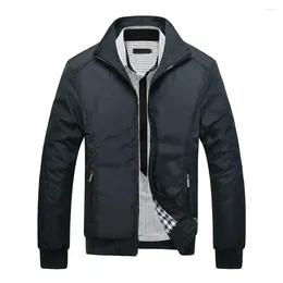 Men's Jackets Men Solid Color Jacket Stylish Business Casual With Stand Collar Zipper Closure Autumn Winter Outerwear For Male