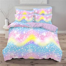 Psychedelic Rainbow Duvet Cover Abstract Geometric Pattern Bedding Set Microfiber Quilt Cover Twin King For Girls Boy Room Decor