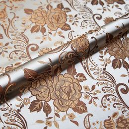 2/5m Peony Pattern Brocade Fabric Imitation Silk Satin Cloth Material DIY Sewing Handmade Patchwork Fabric 240326