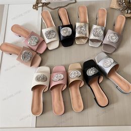 Glitter Two G letter Women slipper Designer Beach Slippers Comfortable Crystal Sandals 3cm Heels Summer pool slides Luxury Classic Diamonds Scuffs Slide EUR35-42