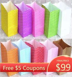 mini paper bag Stand up Colorful Polka Dot Bags 18x9x6cm Favor Open Top Gift Packing paper Treat gift Bag