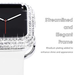 Expensive Metal Frame for Apple Watch Case 41mm 40mm 44mm 45mm iWatch 3 4 5 6 SE Bumper Bling Women Dressy Luxury Shiny Zircon