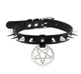 Spike Punk Choker Collar For Girl Goth Pentagram Necklace Emo Neck Strap Cosplay Chocker Gothic Accessories2440681