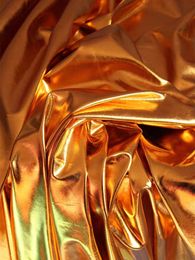 TPU Coating Stretch Fabric Spandex Shiny Golden DIY Background Decor Swimsuit Tights Leggings Skirts Metallic Designer Fabric