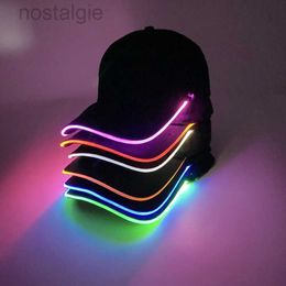 Led Rave Toy Fashion LED Luminous DJ Hip Hop Rap Hat Glowing Neon Baseball Cap Light Up Hiphop Dance Hat Club Props Supplies 240410