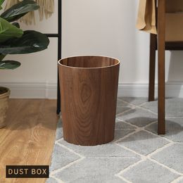 Fuk Thr Nordic Japanese-Style Wooden Trash Can Simple Home Creative Storage Bin Hotel Living Room Trash Can Office Paper Basket