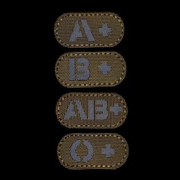 1pc Blood Type A+ B+ O+ AB+ POS Positive IR Patch FOR backpacks tactical patches Reflective Badge sticker with hook loop