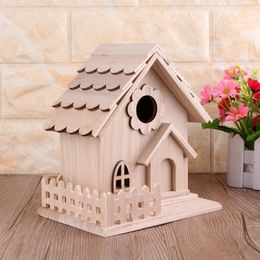 Creative Bird House Nest Wooden Breeding Cage Fence Box Nest Outdoor Garden Backyard Birds Parrot Cage Home Decoration