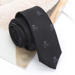 Bow Ties Slim Skull For Men Women Classic Polyester Black Neckties Fashion Man Tie Wedding Party Cosplay Neckwear Accessories