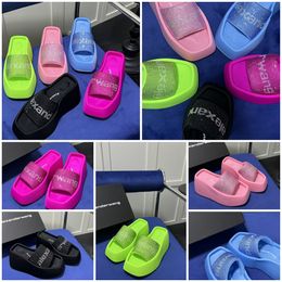 Designer Sandals Slippers Luxury Womens Velvet material rhinestone Velcro tape party Room GAI Platform Slip-On Size 35-42 10cm fashion travel blue pink green