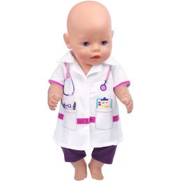 Doll Clothes Doctor White Angel White Coat And Shoes Fit 18 Inch American Doll Girl And 43Cm Bald Doll Boy Girl Birthday Gifts