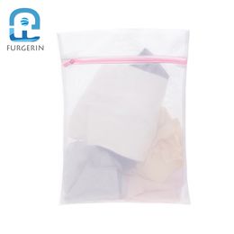 FURGERIN-Mesh Laundry Bag Fine Net Laundry Wash Bags Folding Washing Machine Bag Home Organizer Home Accessories Travel Storage