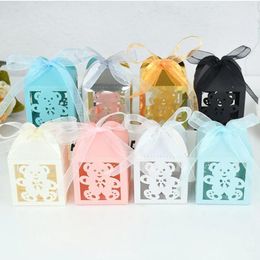 Baby Shower Gift Box Laser Hollow Cute Bear Chocolate Packaging Boxes Children's Day Birthday Party Favours Decor Supplies