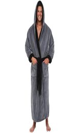 Men039s Sleepwear Plus Size Winter Lengthened Plush Shawl Bathrobe Homewear Clothes Male Solid Colour Long Sleeved Robe Coat Wit8254142