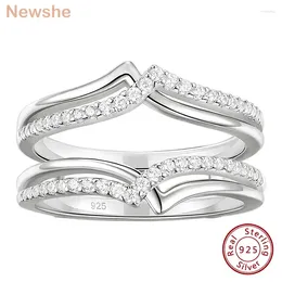 Cluster Rings She 925 Sterling Silver Wedding Guard Enhancer For Women 5A Round Cubic Zircon Engagement Jewellery Gift BR1767