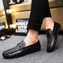 Casual Shoes 2024 Men Loafers Leather For Man Slip On Dress Elegant Fashion Men's Flats Club Party Zapatos Hombre