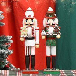 Arts and Crafts 36cm Nutcracker Soldier Puppet Wooden Handicraft inerbread Man Doll Desktop Ornament Home Decoration Navidad Christmas ift L49