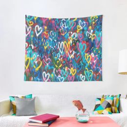 Tapestries Graffiti Hearts Love Tapestry Kawaii Room Decor Decoration Wall Art