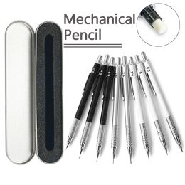 0.3 0.5 0.7 0.9 1.3 2.0mm Mechanical Pencil Set with Metal Pencil Case HB Leads School Office Gift Box Student Painting Supplies