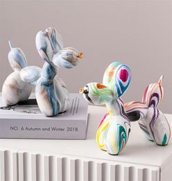 Nordic Resin Animal Sculpture Balloon Dog Statue Home Decoration Accessories Kawaii Room Office Standing Figurine 2208164553641