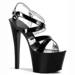 Dress Shoes Black/silver High Heels Sexy Open Toe Wedding Party Cross-strap 17cm Sandals