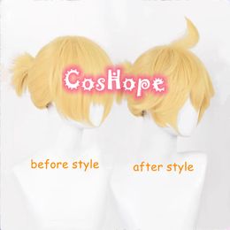 Len Cosplay Wig 30cm Short Wig Light Yellow Wig Cosplay Anime Cosplay Wigs Heat Resistant Synthetic Wigs