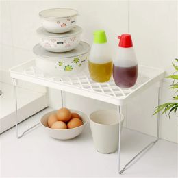 1 Pcs Storage Rack Shelf Foldable Holder Organiser Stackable Kitchen Bathroom Cupboard Foldable Storage Rack Kitchen Organiser