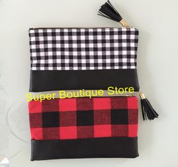 Customise buffalo plaid makeup bag good quality 2 Colours ready to ship in stock clutch bags cosmetic bag women clutch whole3292014