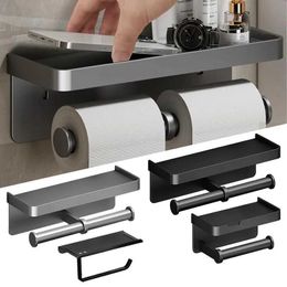 Toilet Paper Holders Aluminum alloy Toilet paper holder Toilet Paper Holder Wall-Mounted WC Paper Phone Holder Shelf Towel Roll shelf Accessories 240410