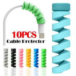 1/10PCS Cable Protector Silicone Data Cable Spiral Winder Wire Cord Organiser Cover for iPhone USB Charger Cable Cord Accessory