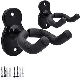 Cables Guitar Wall Mount Wall Hanger 2 Pack Hook Black Metal Guitar Holder for Acoustic Electric Bass Guitar Ukulele Banjo mandolin