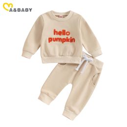 Trousers ma&baby 03Y Halloween Newborn Infant Baby Boy Girl Clothes Sets Pumpkin Letter Long Sleeve Tops Pants Costumes Outfits