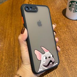 Funny Pug Dog Luxury Armor Matte Apple Case For iPhone 15 13 14 12 11 Pro Max XS 7 8 Plus Mini Clear Fundas Cover French Bulldog