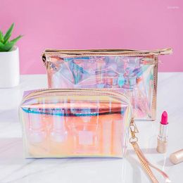 Storage Bags PVC Clear Makeup Toiletry Bag Zipper Wash Laser Deisgn Cosmetic Travel Organiser Women Waterproof Jelly