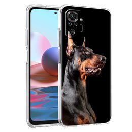 Doberman Dog Phone Case Cover for Redmi Note 10 11 12 7 8 8T 9 K40 Gaming 9A 9C Pro Plus Transparent Silicone Shell Coque Capas