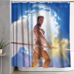 Shower Curtains American Actor Billy Angel Art Print Curtain Hold The Sceptre Of Light Steam Artwork Bright Sky Background