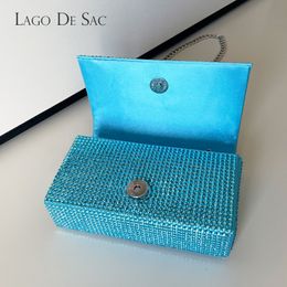 Female Luxury Designer Orange Rhinestones Evening Clutch Bag Female Crystal Diamonds Square Dinner Party Shoulder Purses