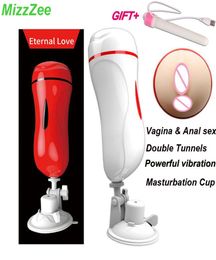 MizzZee Masturbation cup Blowjob oral Vibrator sex toys for man anal Vagina Real Pussy Male Masturbator for men Suction Cup sexe Y7395025