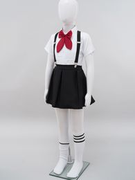 Children Girls Choir Outfits School Uniform Bow Tie Shirt with Suspender Skirt and Socks Schoolgirls Stage Performance Costume